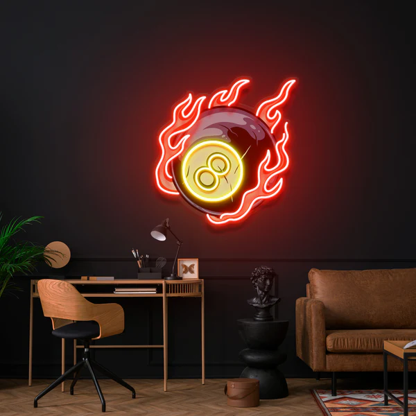 Billiard Pool Wall Decor, Poolroom, Sport Art Decor Home Interior Artwork Led Neon Sign Ligh