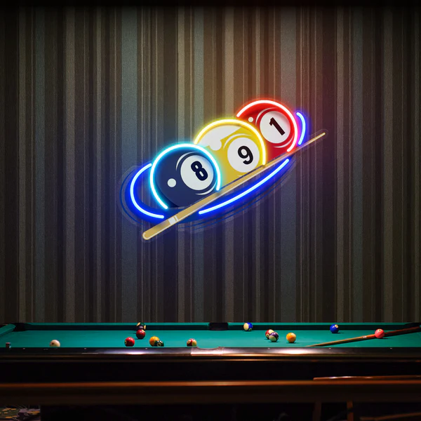 Billiards Art for Home Billiard Balls Modern Art Decor, Artwork Led Neon Sign Light