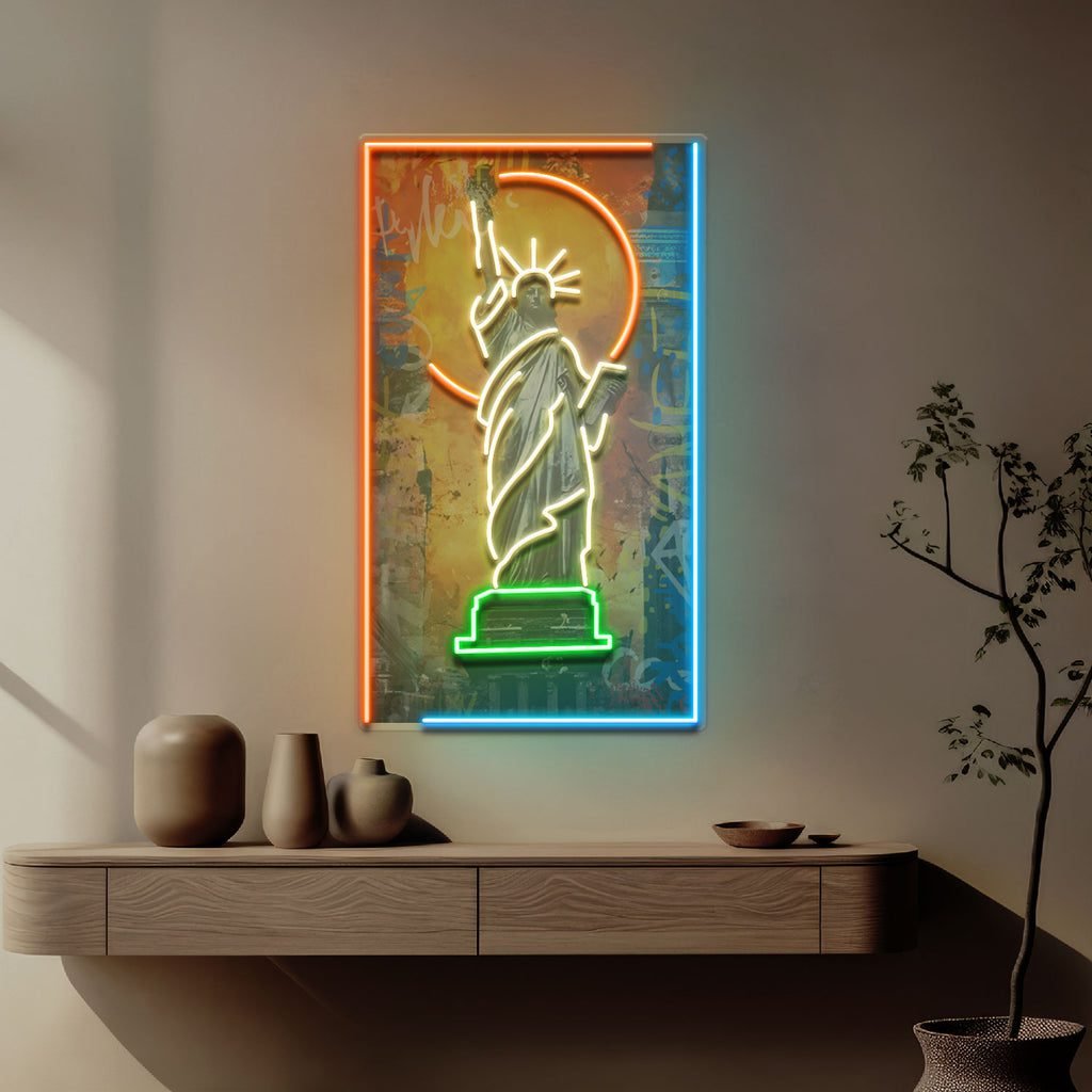 Colorful Liberty Statue Collapse Art LED Neon Sign Light Pop Art - Image 4