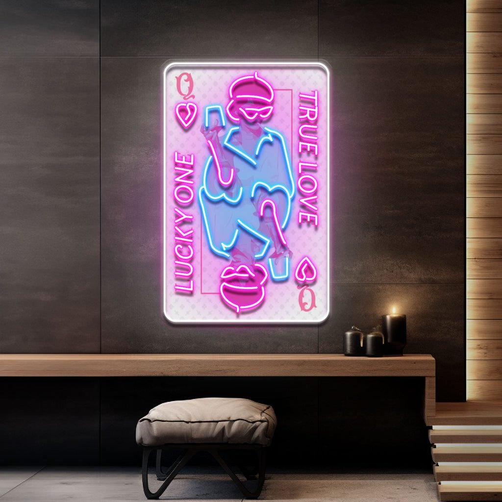 True Love Queen Card Collapse Art LED Neon Sign Light Pop Art - Image 3