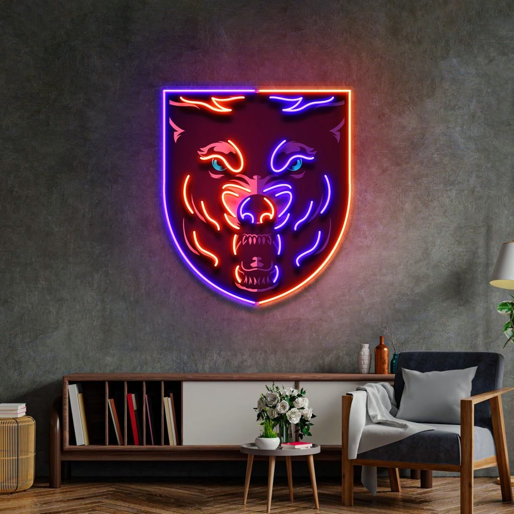 Angry Wolf Head LED Neon Sign Light Pop Art - Image 3