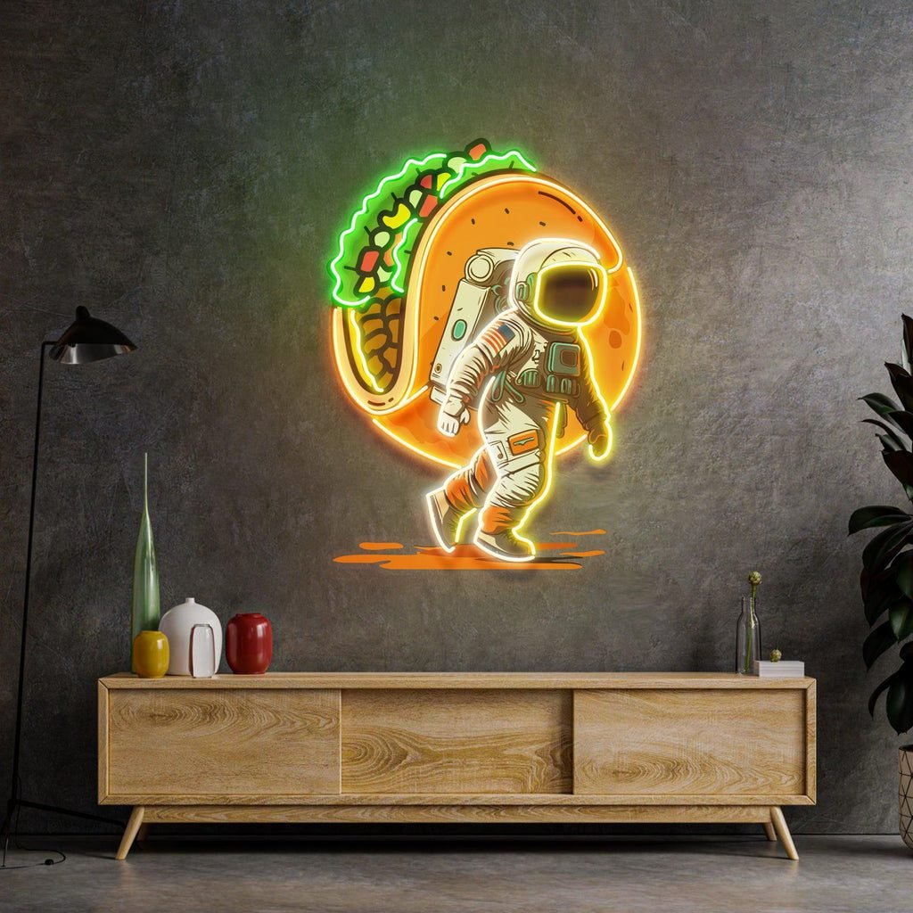Astronaut Carrying Tacos Led Neon Acrylic Artwork - Image 3