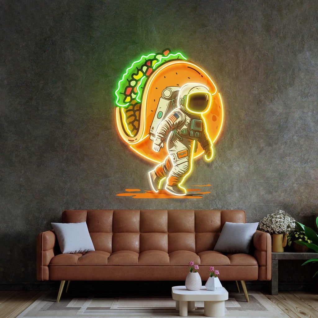 Astronaut Carrying Tacos Led Neon Acrylic Artwork - Image 2