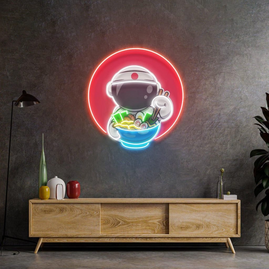 Astronaut Eating Ramen Led Neon Acrylic Artwork