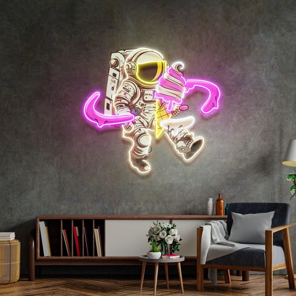 Astronaut Ice Cream Led Neon Acrylic Artwork - Image 3