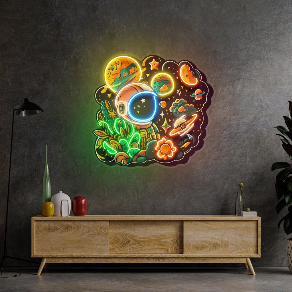 Astronaut Plant Universe LED Neon Sign Light Pop Art - Image 2