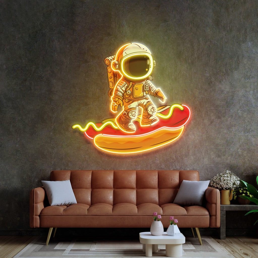 Astronaut on Hotdog Led Neon Acrylic Artwork - Image 4