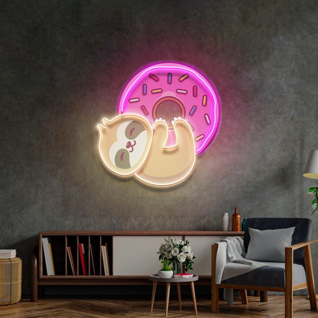 Bear Hugging Donuts LED Neon Sign Light Pop Art - Image 3