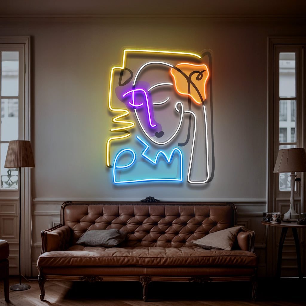 Beautiful Girl In Peace Abstract Art LED Neon Sign Light - Image 2