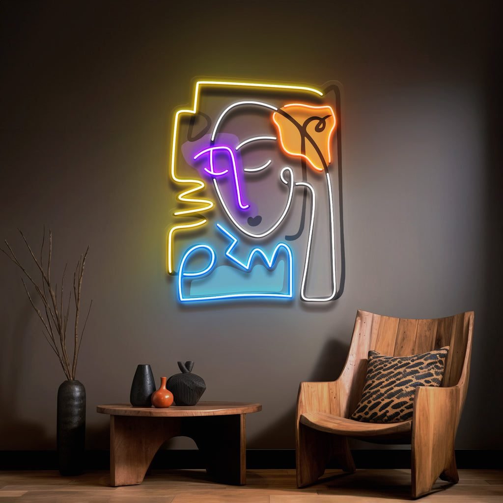 Beautiful Girl In Peace Abstract Art LED Neon Sign Light - Image 3