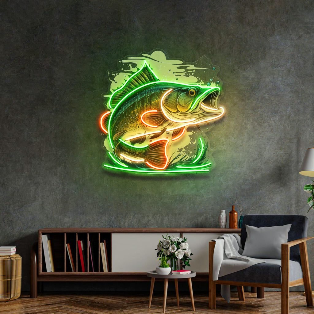 Cartoon Big Sea Bass LED Neon Sign Light Pop Art - Image 4