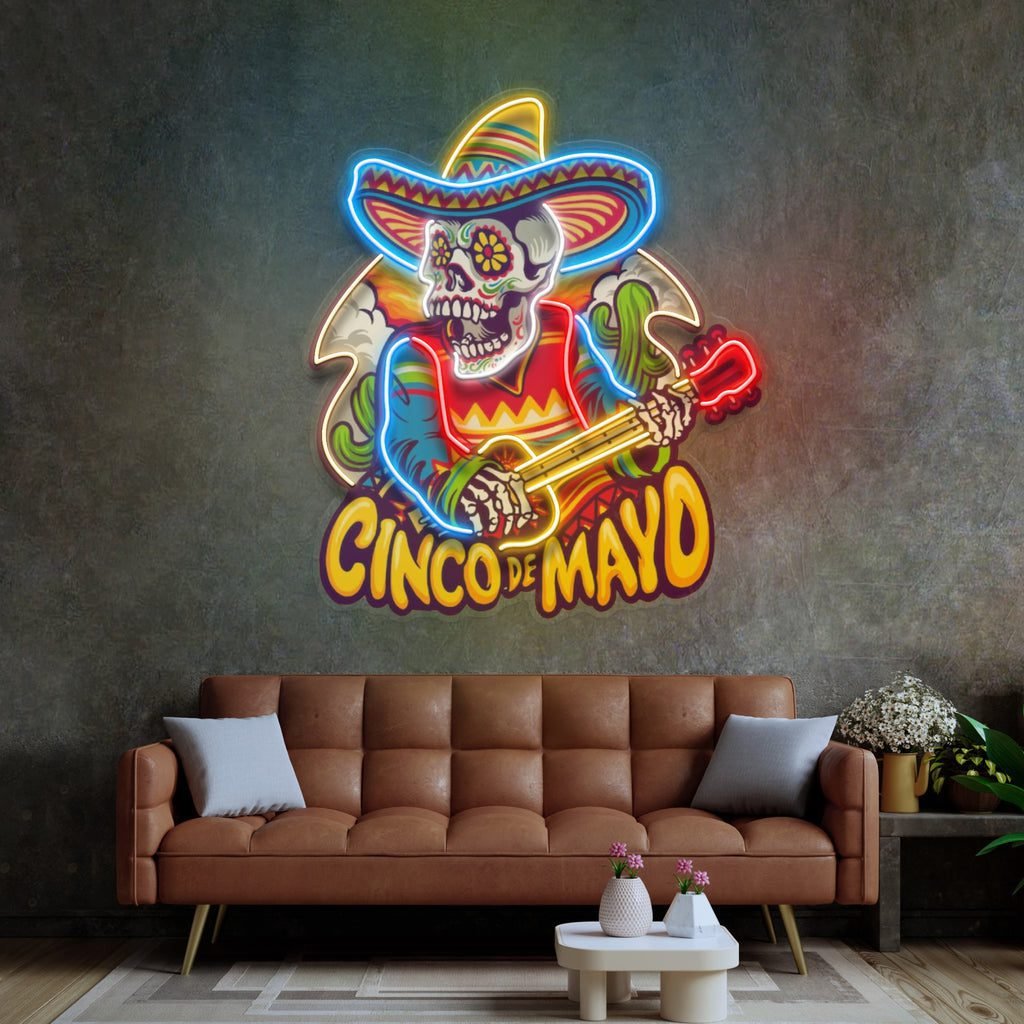 Cinco De Mayo Skull LED Neon Sign Light Pop Art - Image 3