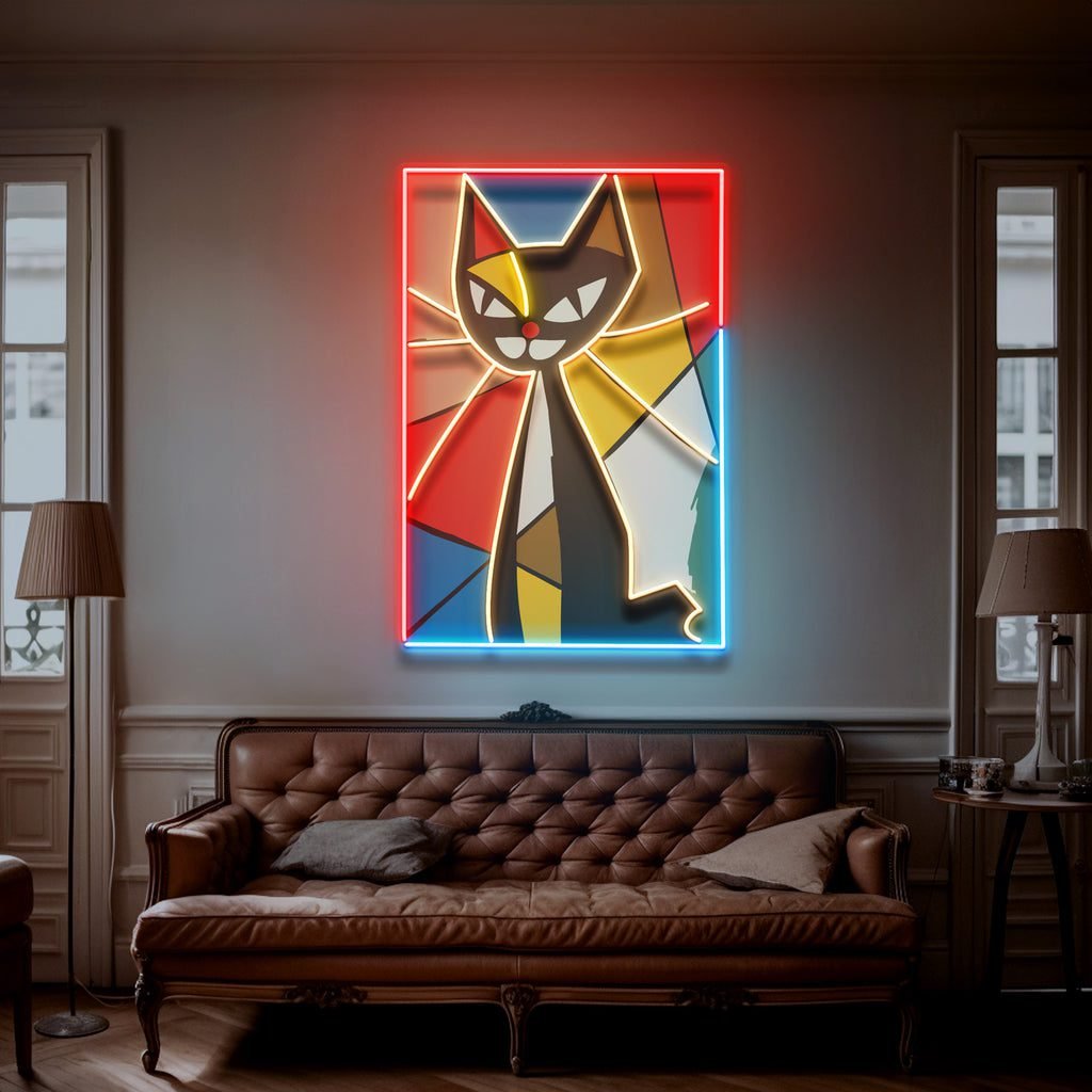 Colorful Cat Painting In Abstract Art LED Neon Sign Light - Image 4