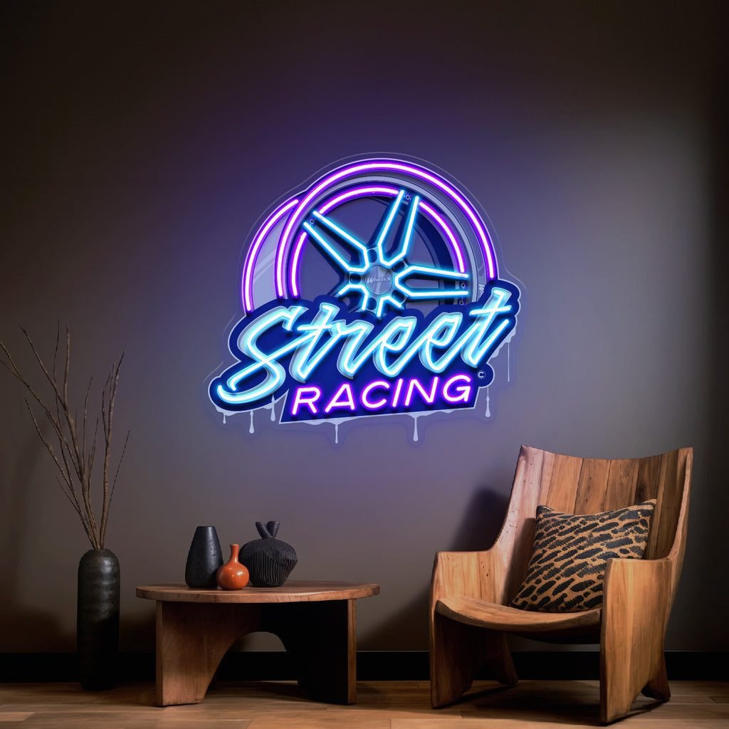 Cool Street Racing Wheel LED Neon Sign Light Pop Art - Image 3