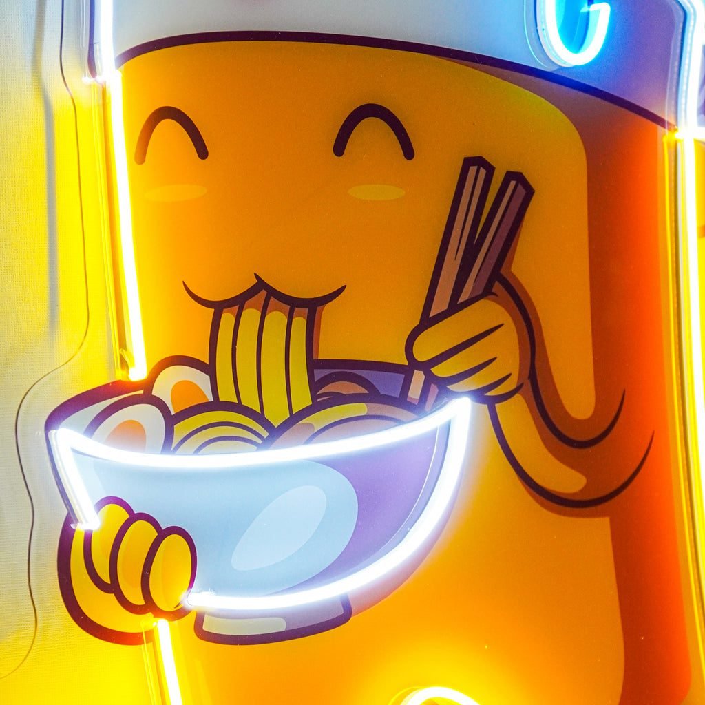 Beer Eating A Ramen Bowl LED Neon Sign Light Pop Art - Image 2