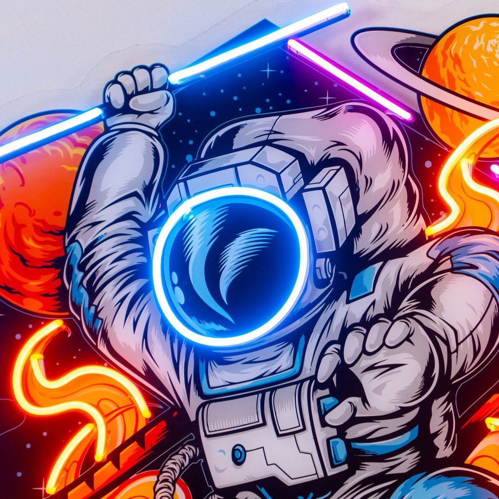 Astronaut Riding Tiger Led Neon Acrylic Artwork - Image 2
