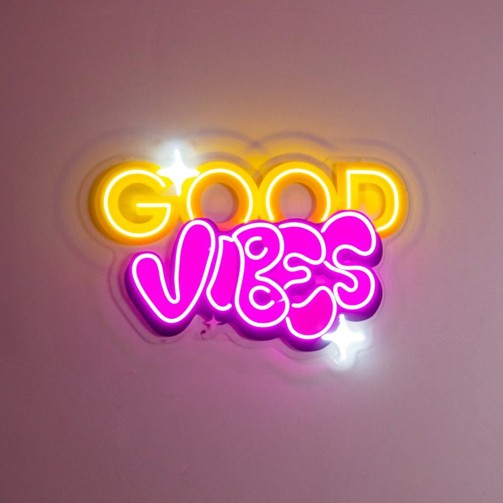Dynamic Callipraphy GOOD VIBES LED Neon Sign Light Pop Art - Image 2