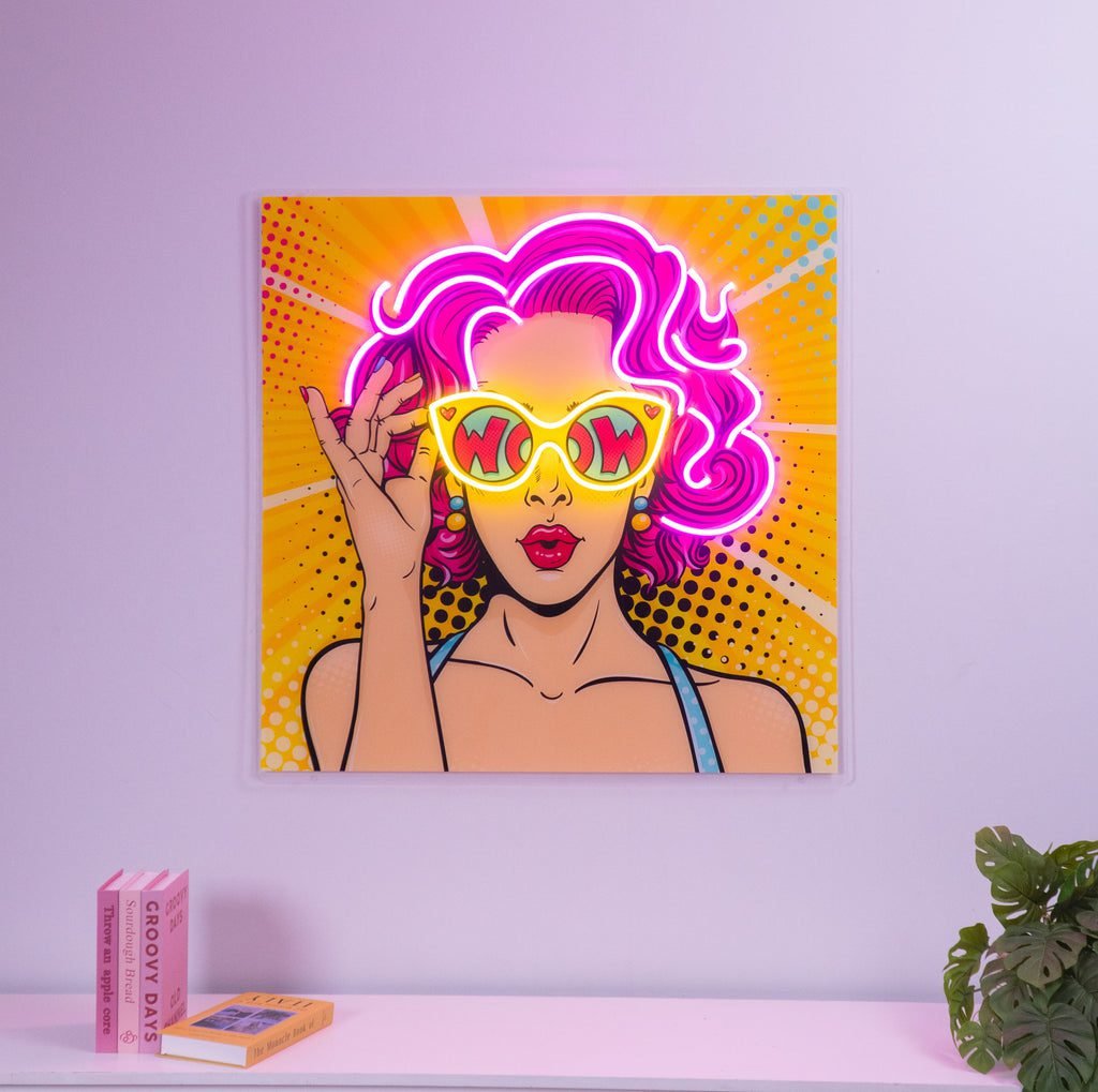 Wow Lady Pop Art Led Neon Acrylic Artwork - Image 3