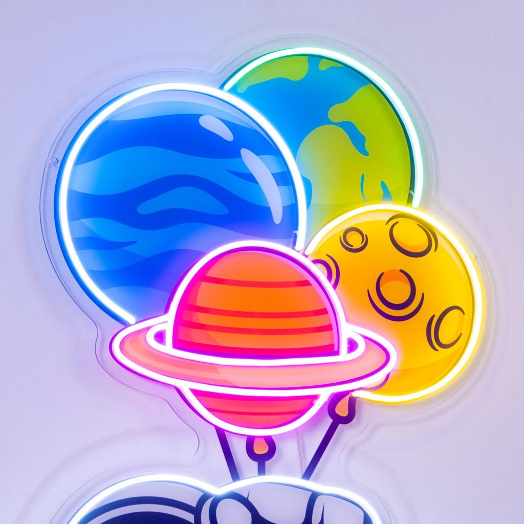 Astronaut Hugging Planet Led Neon Acrylic Artwork - Image 4