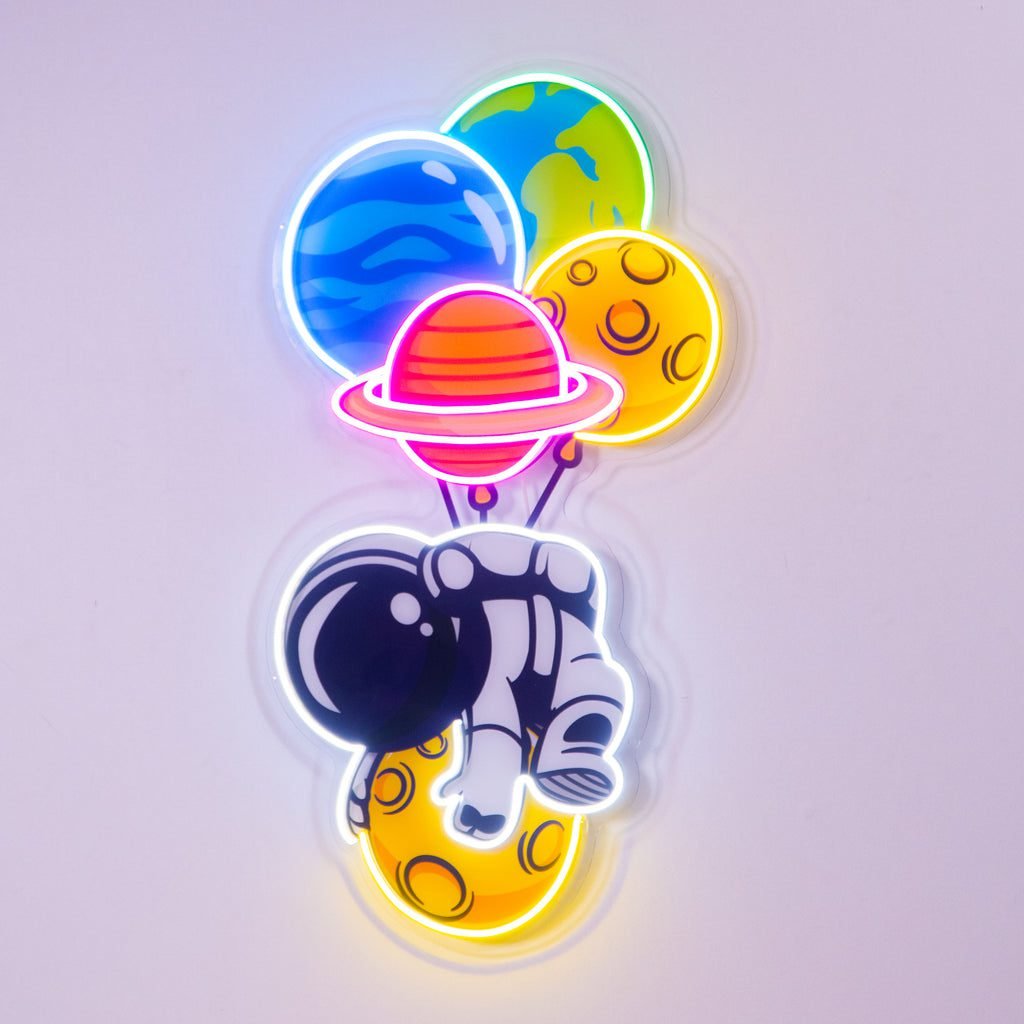 Astronaut Hugging Planet Led Neon Acrylic Artwork - Image 2