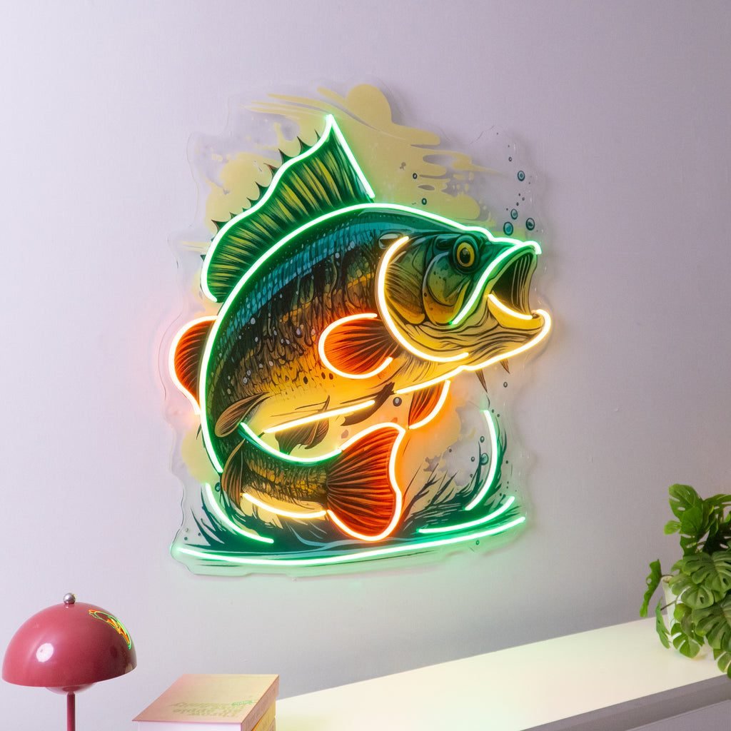 Cartoon Big Sea Bass LED Neon Sign Light Pop Art - Image 3