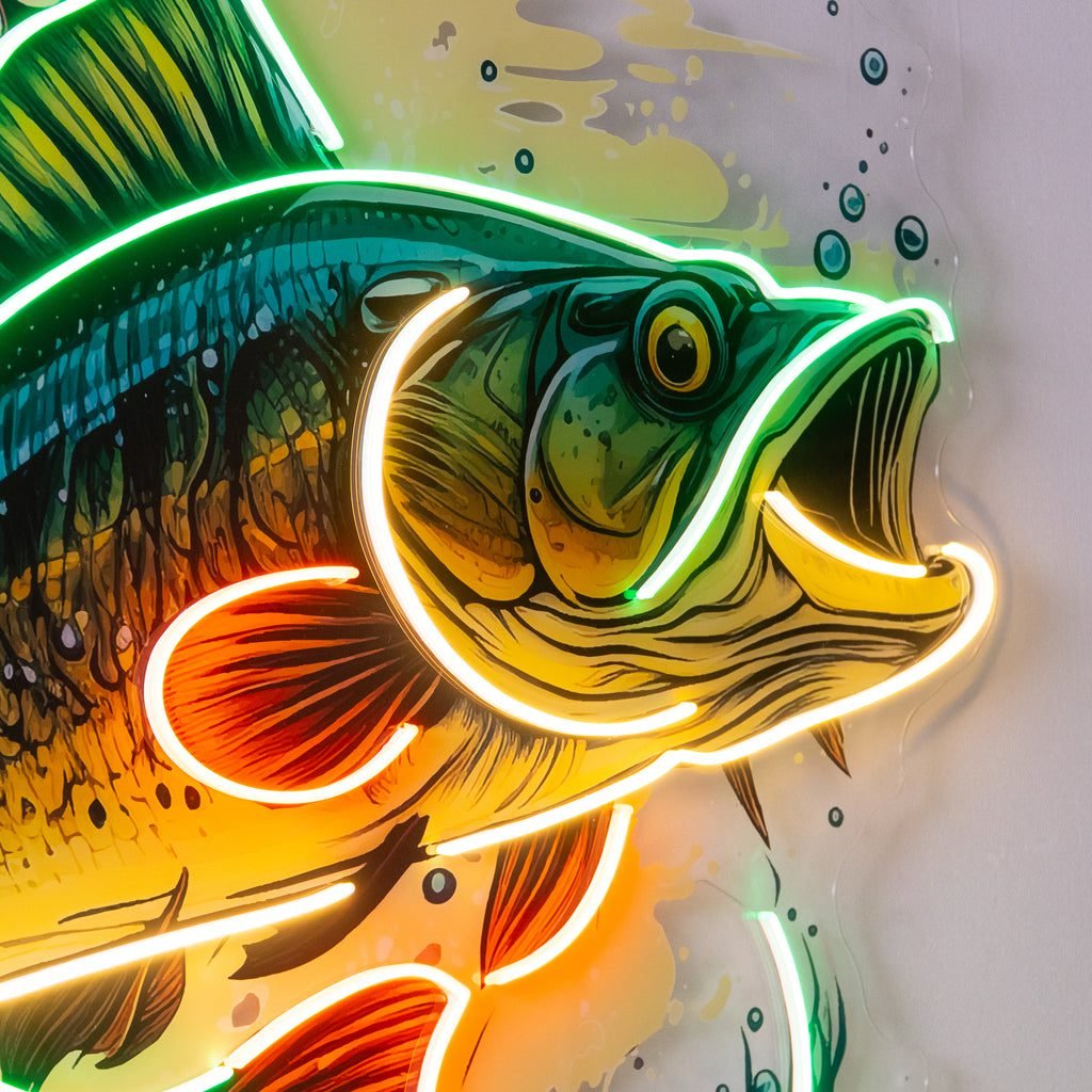 Cartoon Big Sea Bass LED Neon Sign Light Pop Art - Image 2