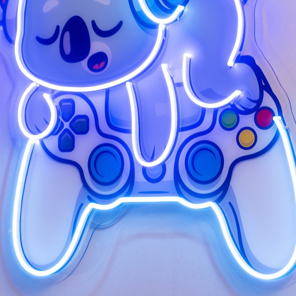 Cute Koala Sleeping Game LED Neon Sign Light Pop Art - Image 2