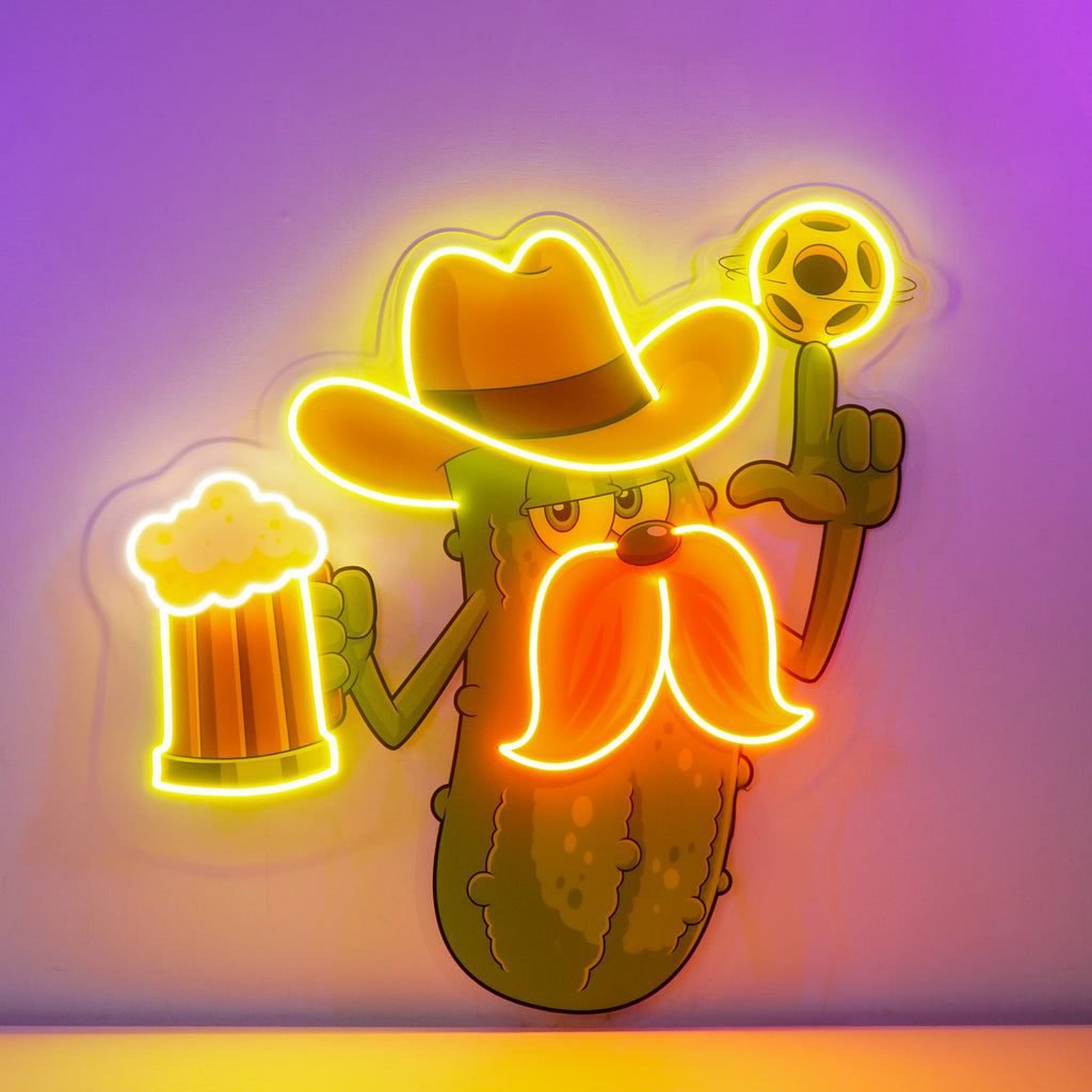 Cowboy Pickle Cartoon LED Neon Sign Light Pop Art - Image 2