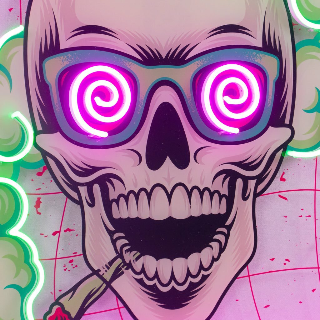 Smoking High Skull LED Neon Sign Light Pop Art - Image 2