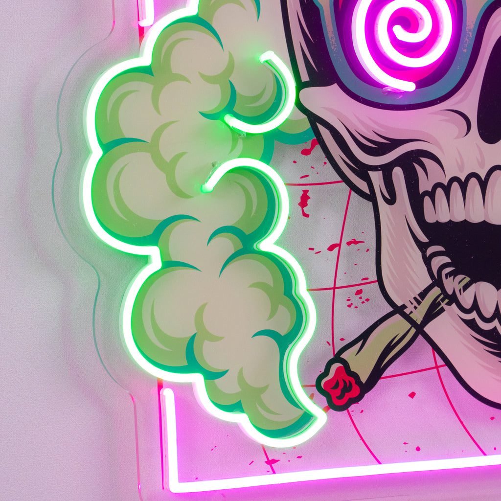 Smoking High Skull LED Neon Sign Light Pop Art - Image 3