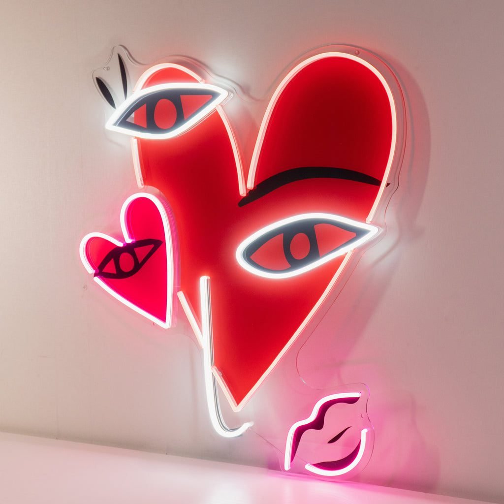 Abstract Face With Hearts LED Neon Sign Light - Image 3