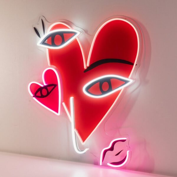 Abstract Face With Hearts LED Neon Sign Light