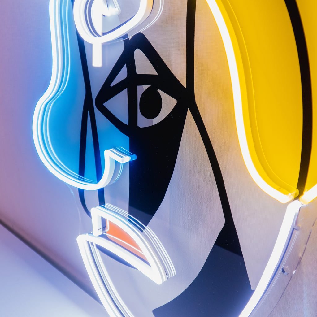 Two Grumpy Abstract Art Faces LED Neon Sign Light - Image 2