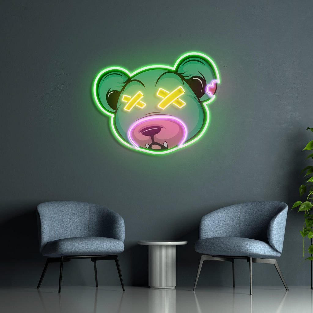Dead Bear Cartoon Led Neon Acrylic Artwork - Image 2