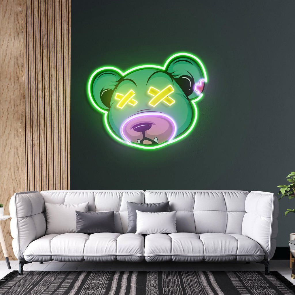 Dead Bear Cartoon Led Neon Acrylic Artwork - Image 3