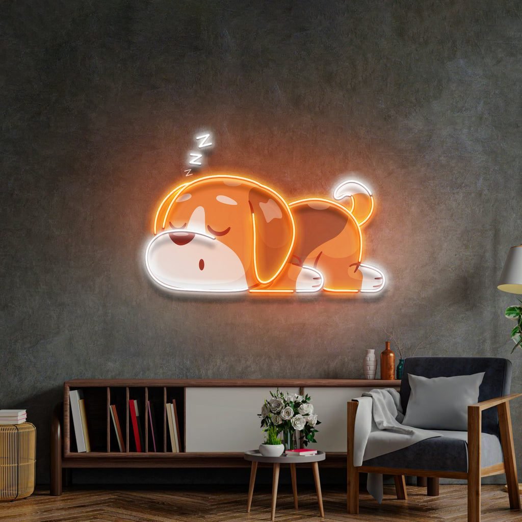 Dog Falling Asleep LED Neon Sign Light Pop Art - Image 3