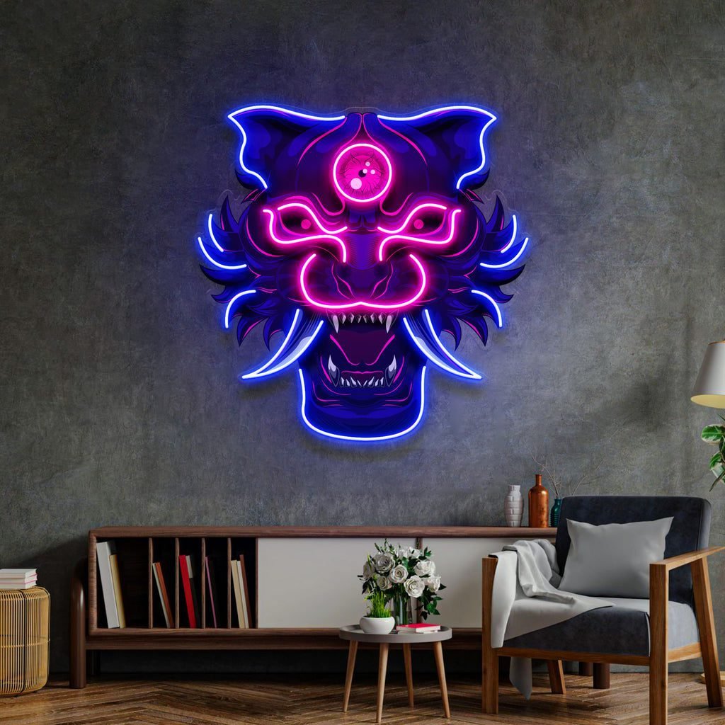 Evil Tiger Demon LED Neon Sign Light Pop Art - Image 2