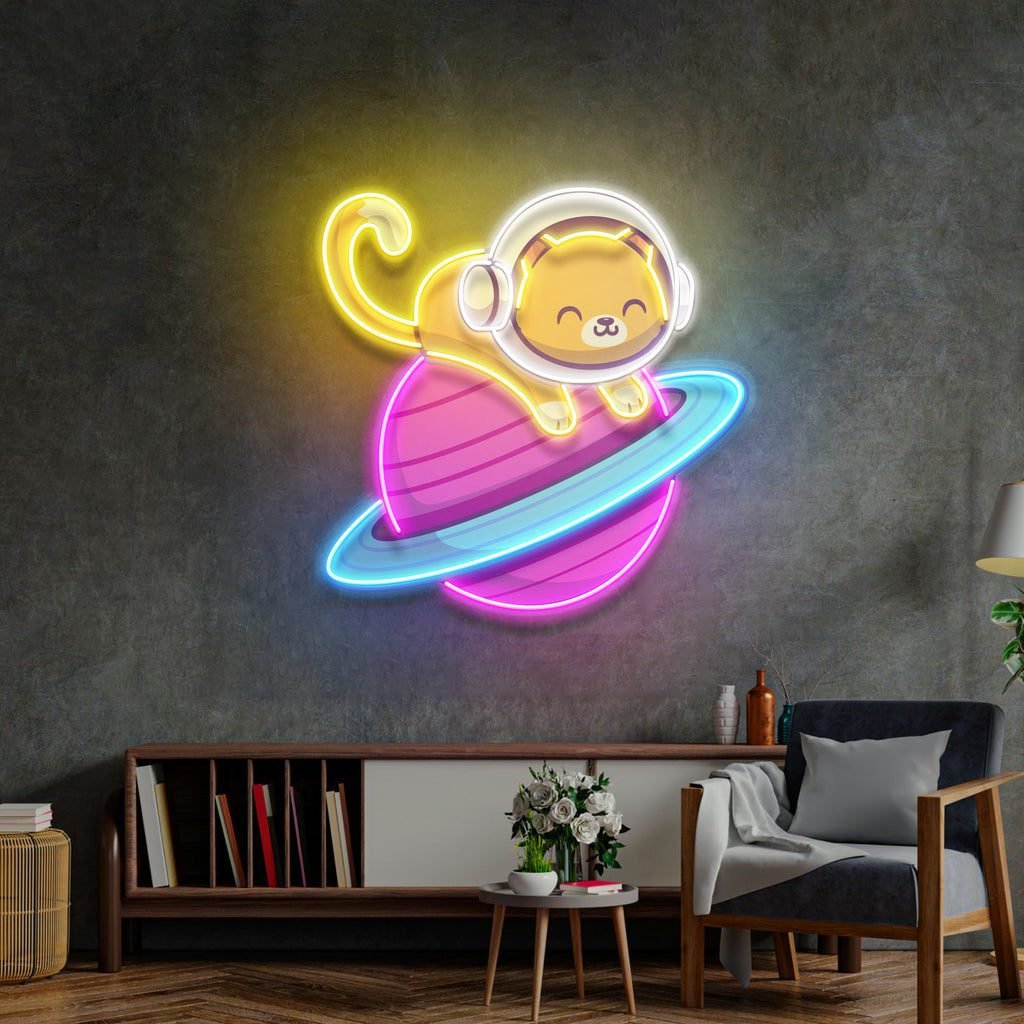 Feeline Astronaut Chilling LED Neon Sign Light Pop Art - Image 3