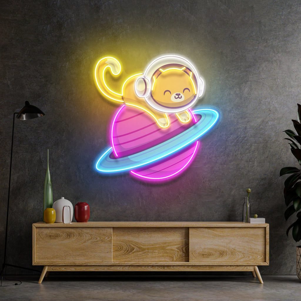 Feeline Astronaut Chilling LED Neon Sign Light Pop Art - Image 2