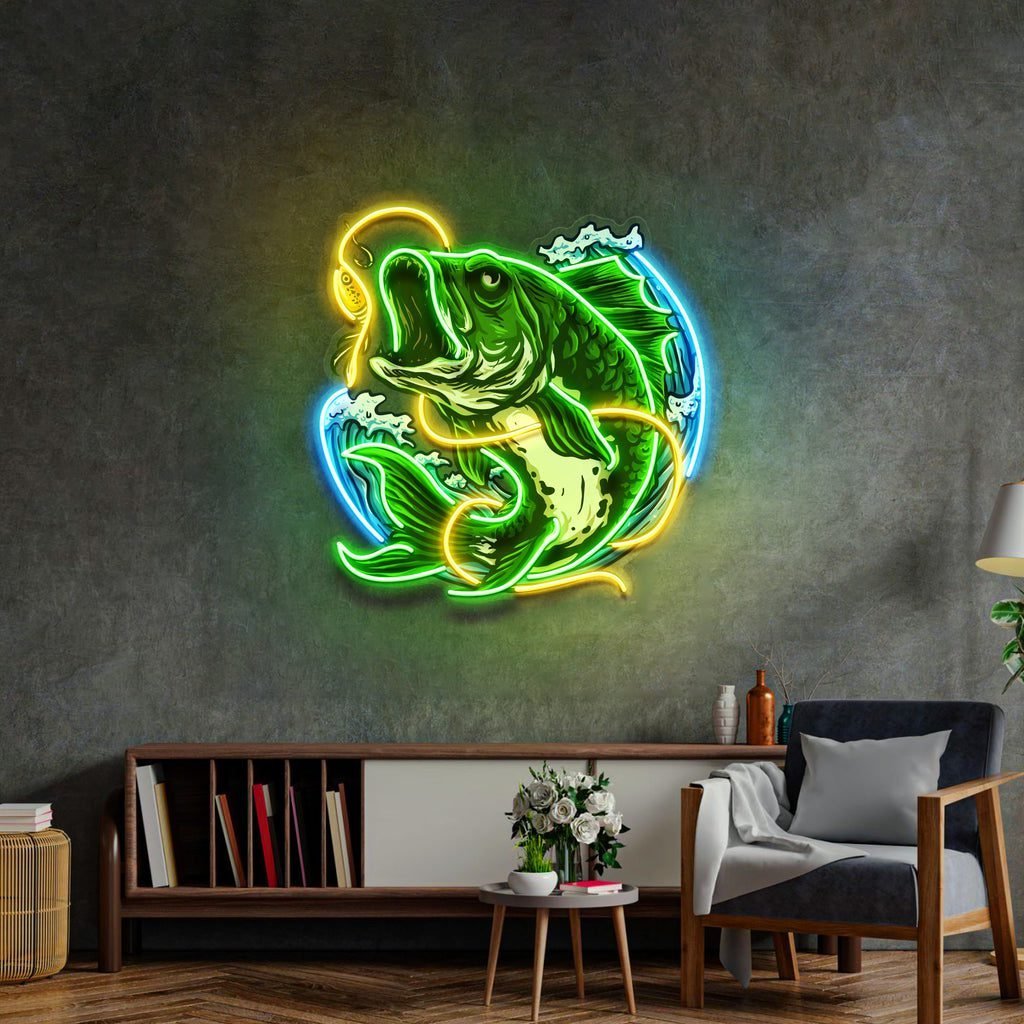 Fish Bite The Bait LED Neon Sign Light Pop Art - Image 3