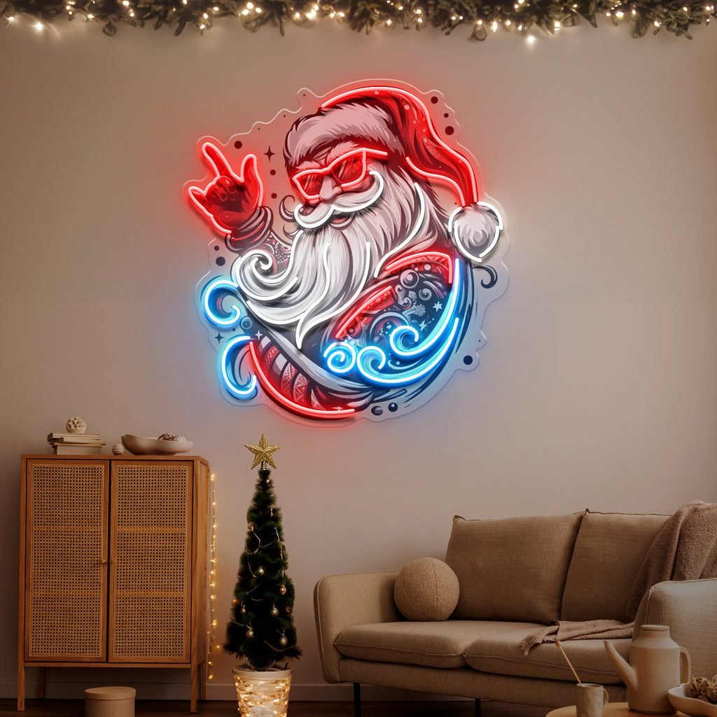 Mecha Santa Rock LED Neon Sign Light Pop Art - Image 2