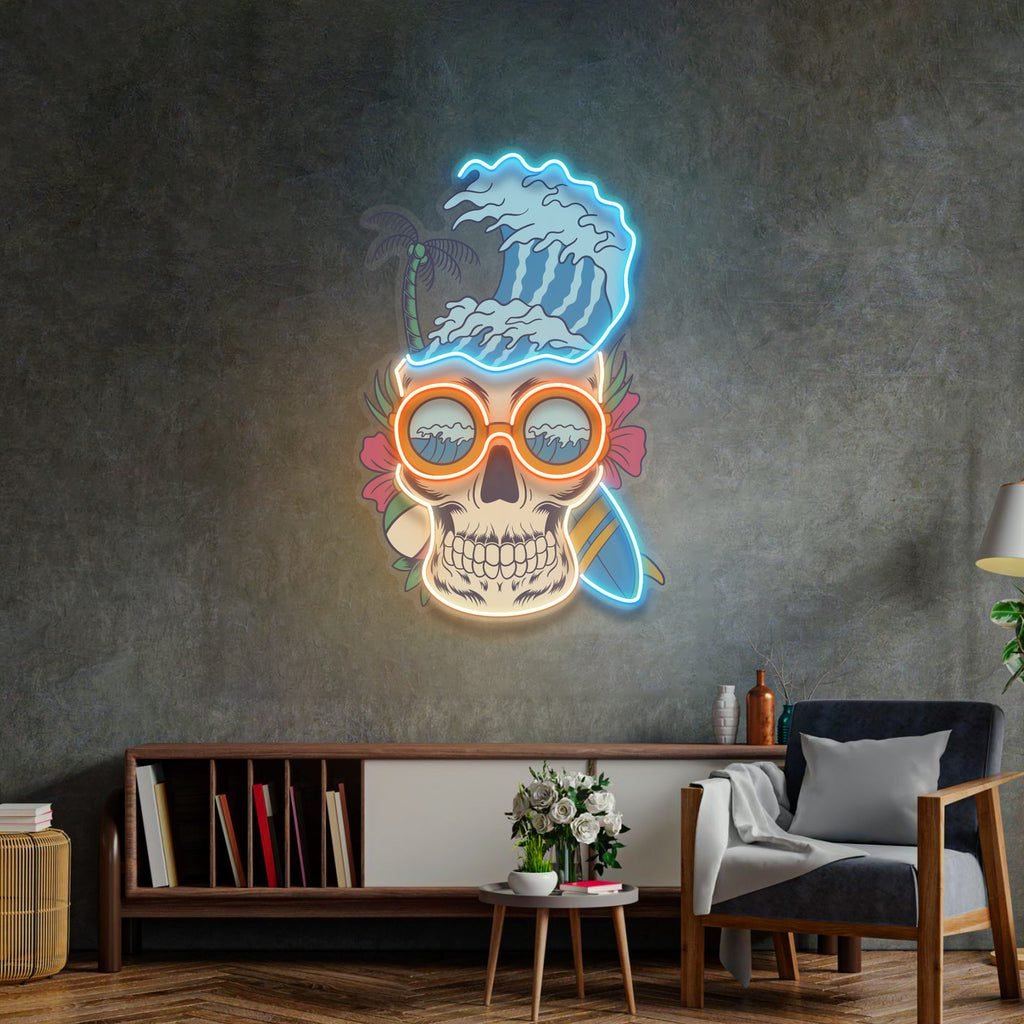 Skull Beach LED Neon Sign Light Pop Art - Image 3