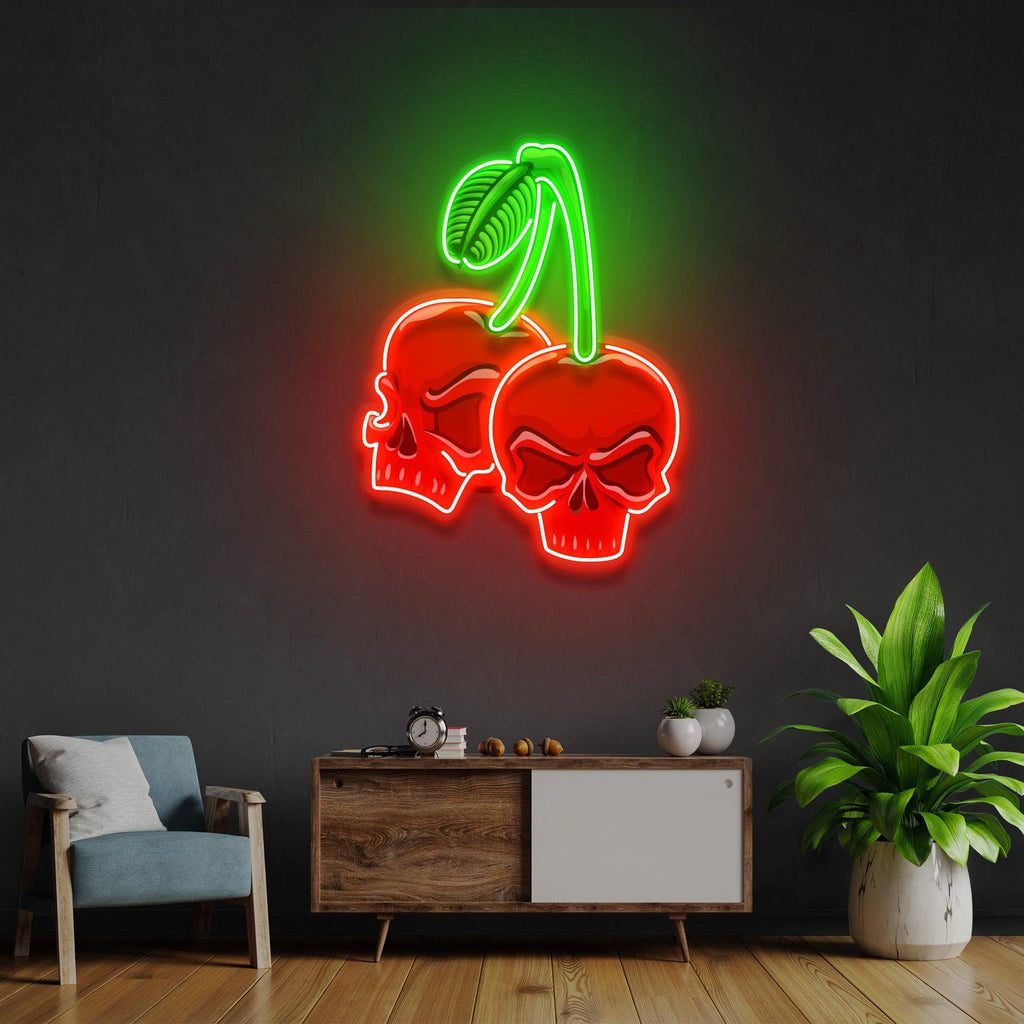 Skull Cherry Led Neon Acrylic Artwork - Image 2