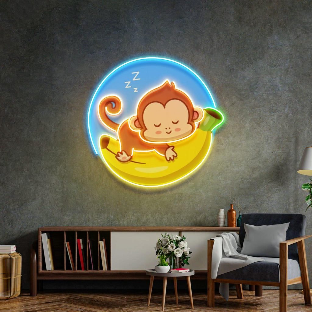 Sleeping Monkey Led Neon Acrylic Artwork - Image 3