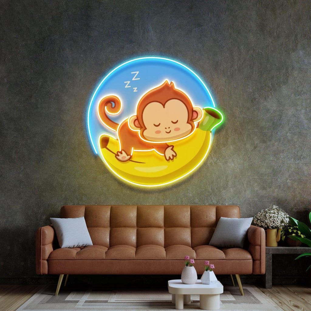 Sleeping Monkey Led Neon Acrylic Artwork - Image 2