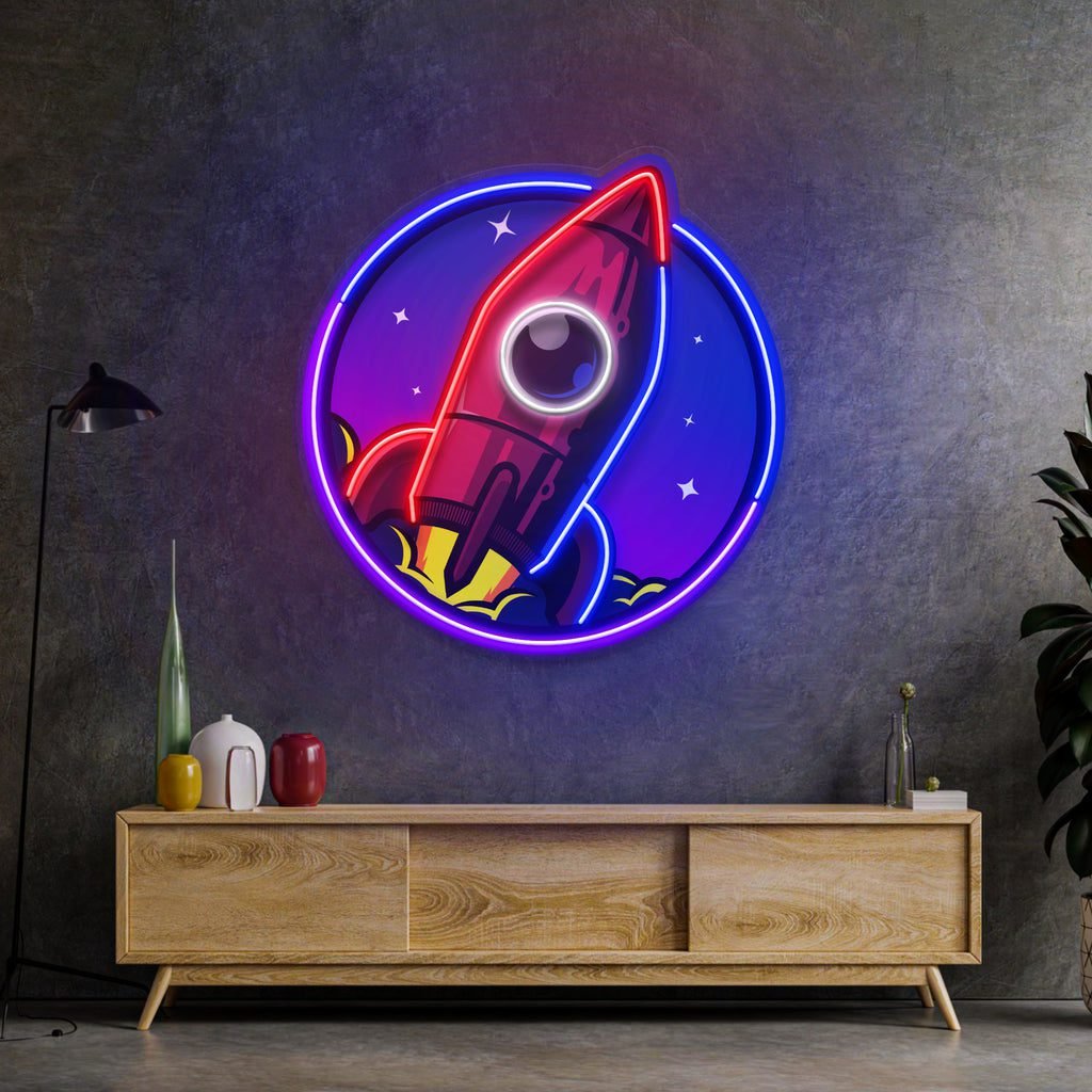 Spaceship Rocket Launch Web Galaxy LED Neon Sign Light Pop Art - Image 4