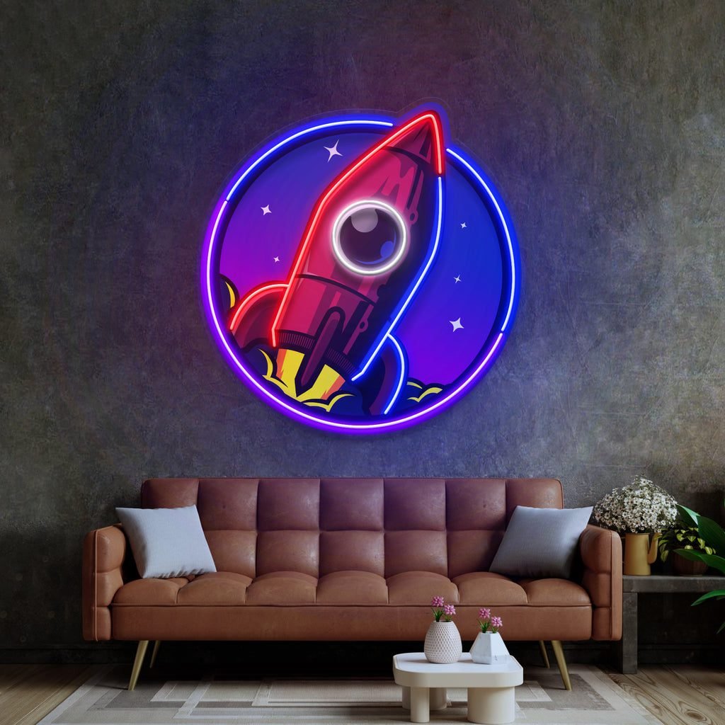 Spaceship Rocket Launch Web Galaxy LED Neon Sign Light Pop Art - Image 3