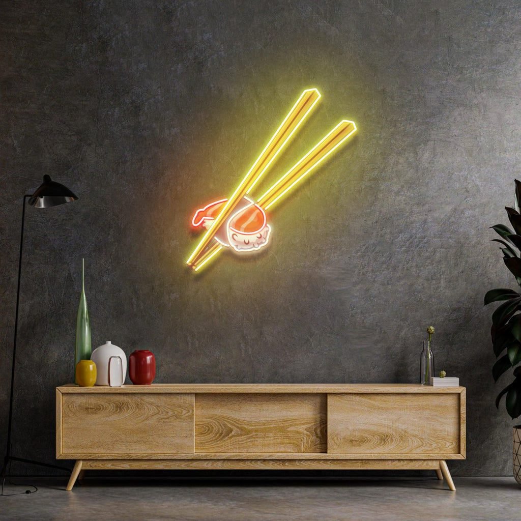 Sushi with Chopsticks Led Neon Acrylic Artwork - Image 3