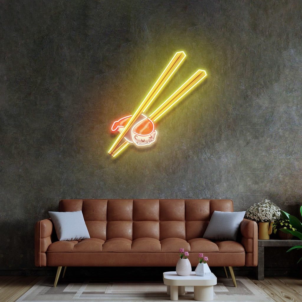 Sushi with Chopsticks Led Neon Acrylic Artwork - Image 4