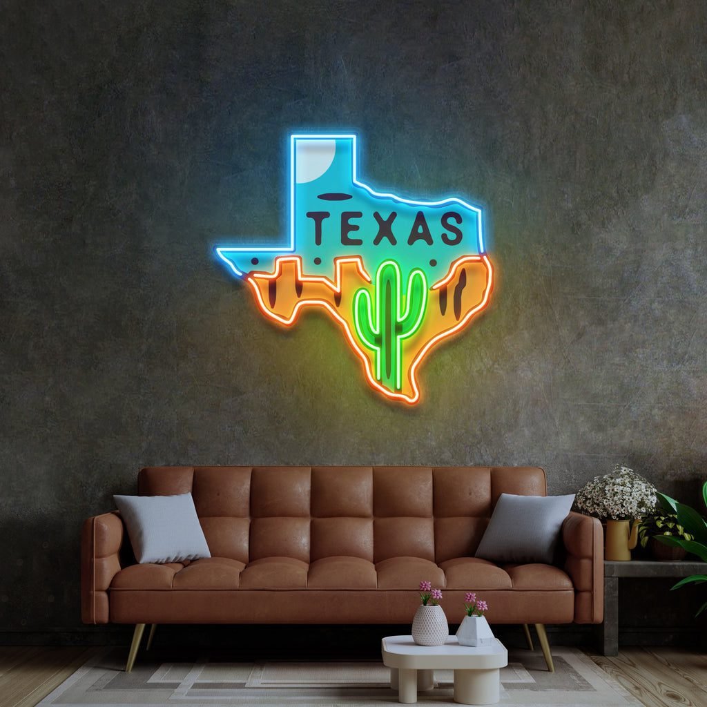 Texas Map LED Neon Sign Light Pop Art - Image 4